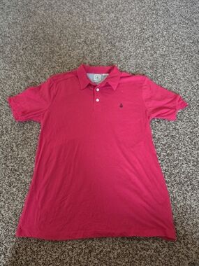 Volcom Men’s Red Polo Shirt Size Medium Regular Short Sleeve